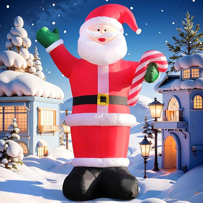DomKom 14 FT Huge Christmas Inflatable Outdoor Decoration Santa Claus, LED Lights Holiday Blow Up Yard Decoration for Holiday Party Garden Yard Lawn Winter Decor