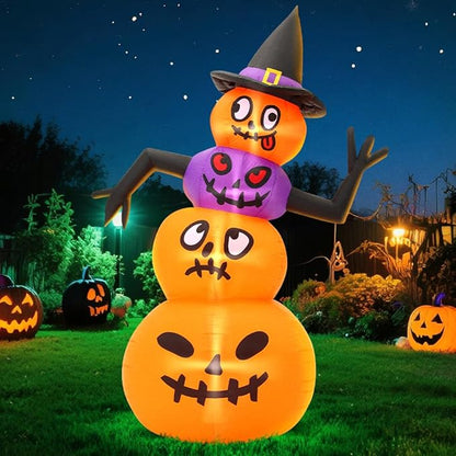 6FT Halloween Inflatable Decoration Blow up Pumpkins Inflatable with Hat,Outdoor Holiday Décor,LED Lights Blow Up Halloween Yard Decorations,Inflatables Outdoor for Holiday Garden Yard Lawn Décor