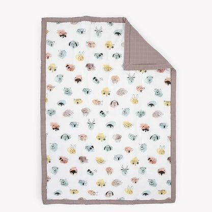 Little Unicorn Lofty Comforter Blanket | Super Soft & Breathable Muslin Fabric| Great for Play & Bedtime Blanket (Watercolor Critters)