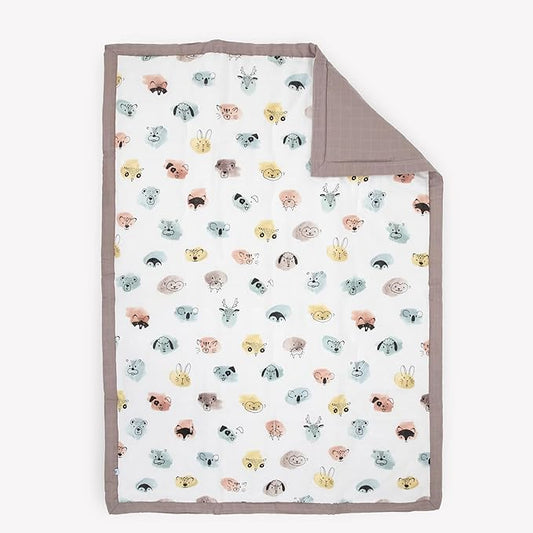Little Unicorn Lofty Comforter Blanket | Super Soft & Breathable Muslin Fabric| Great for Play & Bedtime Blanket (Watercolor Critters)