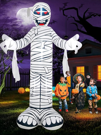 Kalolary 12 FT Halloween Inflatable Mummy Outdoors Decorations Blow Up Lighted Yard Decoration Mummy Inflatable with Build-in Light Scary Inflatables for Holiday Yard Garden Lawn Indoor Outdoor Decor