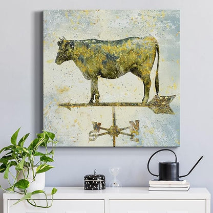 Canvas Prints Wall Art Animals Painting for Wall Décor, Americana Cow Wall Art, Ready to Hang, 32'' x 32''