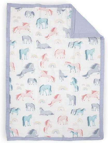 Little Unicorn Toddler Bedding 3-Piece Set | Super Soft & Breathable Muslin Fabric | for Convertible Cribs & Toddler Beds (Unicorns)