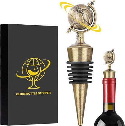 LKKCHER Earth Globe Wine Stopper, Wine Gifts for Men Women, Bottle Stoppers for Wine Champagne, Birthday Gifts, Wine Saver, Wine Accessories