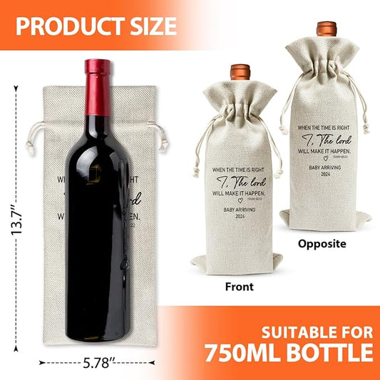Baby Announcement Wine Gift Bag for New Grandpa Grandma Uncle Aunt 2024, Religious Pregnancy Announcement 2024, Pregnancy Reveal, New Dad Mom Gift 2024, Gender Neutral Baby Announcement, Baby Shower