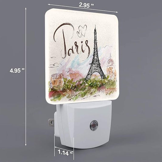 Funny Paris Eiffel Tower Plug in Night Light Plug into Wall LED Nightlight Auto Sensor Dusk to Dawn lamp for Kids Girls Room Bedroom Bathroom Nursery Kitchen Hallway Stairs Home Decorative