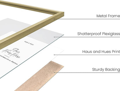 HAUS AND HUES 12x18 Gold Metal Picture Frames - Features Premium Aluminum, Vertical & Horizontal Hang, Shatterproof Plexiglass - Perfect for Home, Room, Office (12x18 in, Gold, Set of 6)