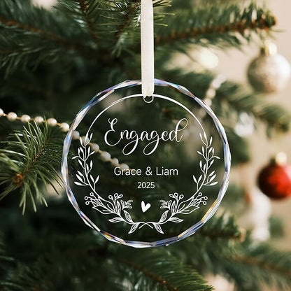 Engagement Gifts for Couples - Personalized Ornaments Keepsake Gift for Newly Engaged, Women, Fiance, Her - Bride to Be Gifts, Just Engaged Ornament 2025 - Christmas Tree Decorations