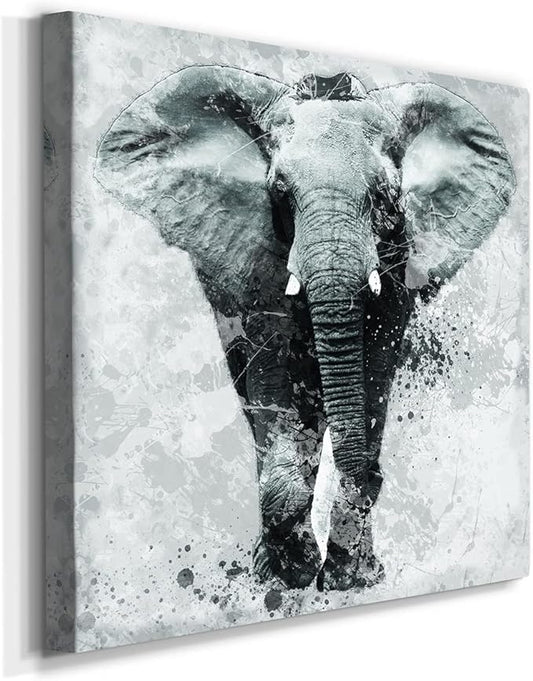 Colorful Animals Painting Wall Art on Canvas Modern Abstract Artwork, Proud Elephant Wall Art, Ready to Hang, 40'' x 40''