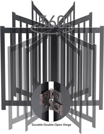 LZRS Solid Hardwood Freestanding Pet Gate, Wooden Dog Gates for Doorways & Stairs, Black, 30" Height-4 Panels