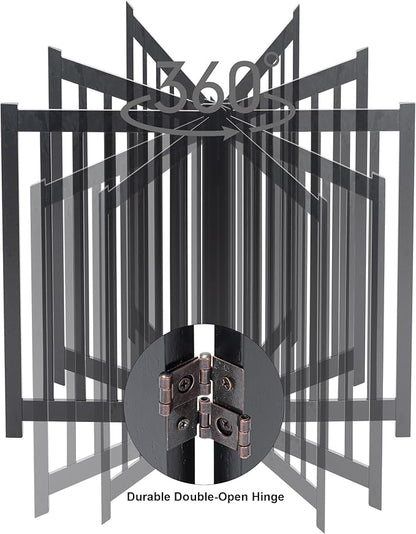 LZRS Solid Hardwood Freestanding Pet Gate,Wooden Dog Gates for Doorways,Nature Wood Dog Gates for The House,Dog Gate for Stairs,Freestanding Indoor Gate Safety Fence,Black,30" Height-3 Panels
