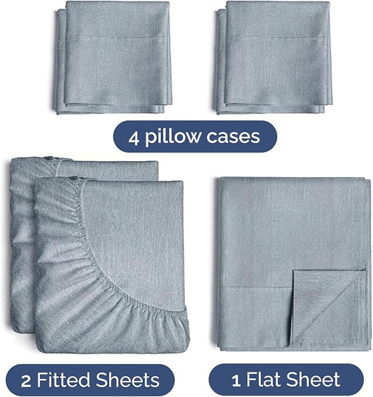CGK Linens Split King 7 Piece Sheet Set - Cooling Sheets for Hot Sleepers - Hotel Luxury Bedding Set with 8-16 Inch Deep Pockets - 1 Flat & 2 Fitted & 4 Pillowcases - Soft & Wrinkle Free - Split King