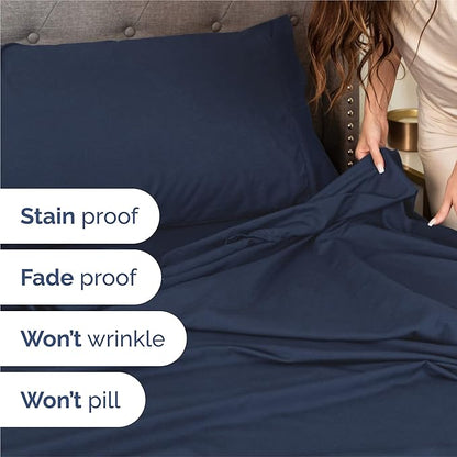 CGK Linens Split King 7 Piece Sheet Set - Cooling Sheets for Hot Sleepers - Hotel Luxury Bedding Set with 8-16 Inch Deep Pockets - 1 Flat & 2 Fitted & 4 Pillowcases - Soft & Wrinkle Free - Split King