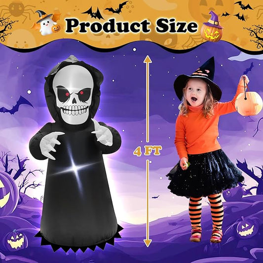TRMESIA 4FT Halloween Ghost Inflatable Blow up Death God Decoration with LED Lights Indoor Outdoor Party Holiday Lawn Graden Holiday Decoration
