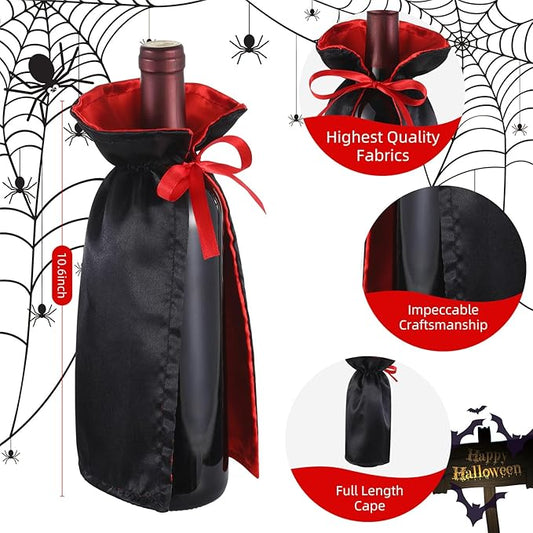 SIRIPHUM Halloween Wine Bottle Cover Decoration,Dracula Halloween Wine Cover,Vampire Halloween Wine Holder,Party Decor Or Fall Hostess Gift (2)