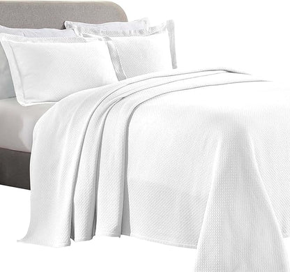 Superior Solitaire Cotton 2 Piece Bedspread Set, Home Bed Decor, Decorative Textured Bed Spread, 1 Pillow Sham, Airy Blanket, Matelasse Coverlet Bedding, All-Season Accent Blanket, Twin, White