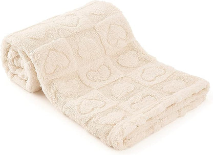 Plush Soft with Heart Checkered Baby Blanket,Fleece Infant Toddler Blankets for Girls Boys,Warm Lightweight Breathable Newborn Receiving Blankets for Crib Stroller 32"×37" (White, Heart)