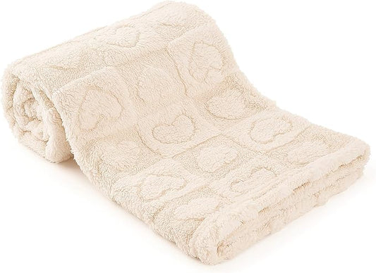 Plush Soft with Heart Checkered Baby Blanket,Fleece Infant Toddler Blankets for Girls Boys,Warm Lightweight Breathable Newborn Receiving Blankets for Crib Stroller 32"×37" (White, Heart)