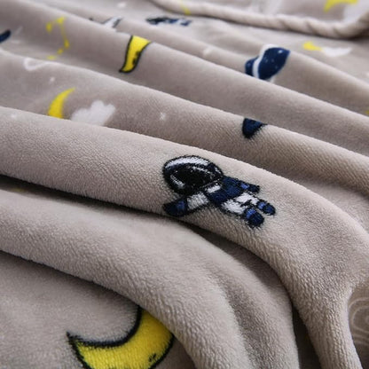 DaysU Plush Flannel Baby Blanket Super-soft Lightweight, Printed Fleece Baby Blanket for Boys, Portable Bed Throws for Baby Crib and Toddler Bed, Grey Space, 30”x40”