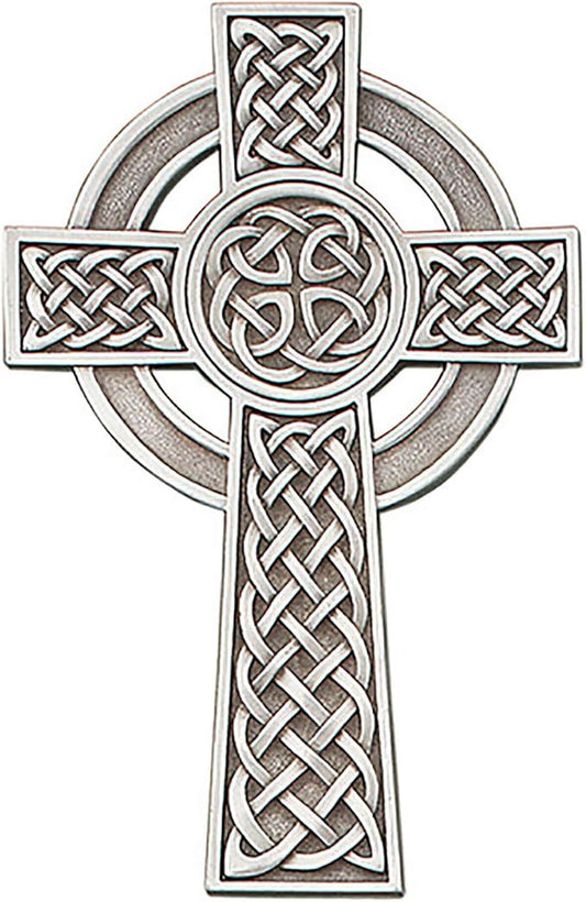 Christian Brands Crucifixes - Pewter Knotted Celtic Hanging Wall Cross, 8" H, Antiqued Finish
