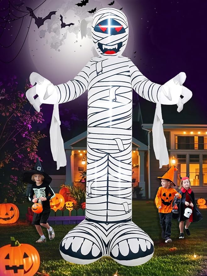 Kalolary 12 FT Halloween Inflatable Mummy Outdoors Decorations Blow Up Lighted Yard Decoration Mummy Inflatable with Build-in Light Scary Inflatables for Holiday Yard Garden Lawn Indoor Outdoor Decor