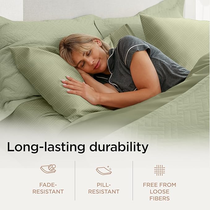Threadmill Twin Sheets for Twin Mattress | 800 Thread Count Jacquard Celine Sage Green Sheets | 100% Cotton 3 Piece Bed Sheets | Extra Long Staple Cotton | Cotton Sheet with Elasticized Deep Pocket