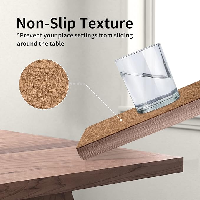 Maxpearl Faux Leather Placemats Set of 6 - Waterproof - Wipe Clean - Heat Resistant - Anti Slip Dining Table Place Mats, Suitable for Indoor & Outdoor Use, 17’’×12’’, Brown
