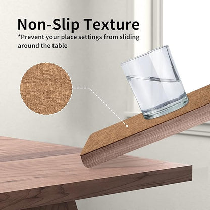 Maxpearl Faux Leather Placemats Set of 6 - Waterproof - Wipe Clean - Heat Resistant - Anti Slip Dining Table Place Mats, Suitable for Indoor & Outdoor Use, 17’’×12’’, Brown