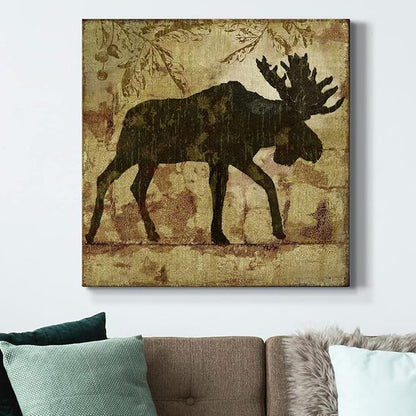 Abstract Wall Art Animals Poster for Bedroom and Living room,Country Moose Wall Art, Ready to Hang, 24'' x 24''