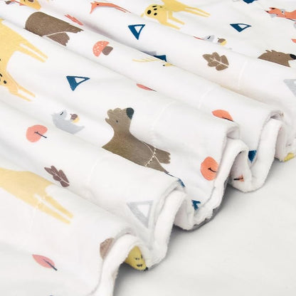 Minky Baby Blanket for Boys Girls Neutral, Soft Lightweight Micro Fleece Blanket with Double Layer, Dotted Backing, Receiving Blanket for Newborns, 30x40 Inches, Woodland Animals