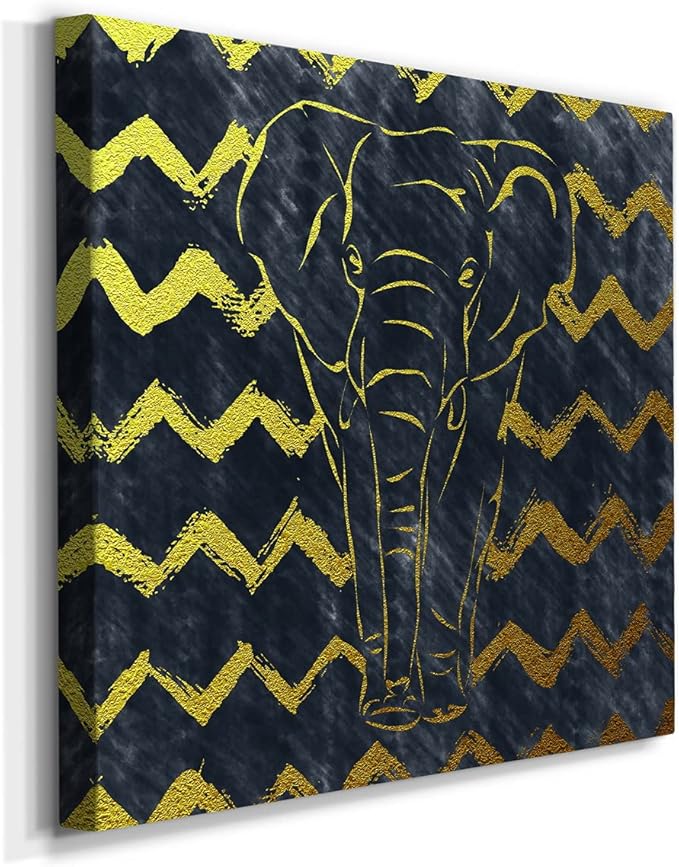 Colorful Animals Painting Wall Art on Canvas Modern Abstract Artwork, Brushed Elephant Wall Art, Ready to Hang, 40'' x 40''