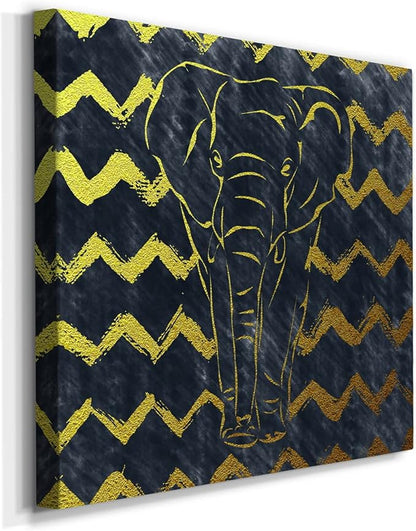 Colorful Animals Painting Wall Art on Canvas Modern Abstract Artwork, Brushed Elephant Wall Art, Ready to Hang, 40'' x 40''