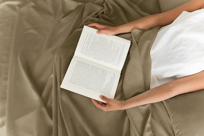 CGK Linens Twin 4 Piece Sheet Set - Cooling Sheets for Hot Sleepers - Hotel Luxury Bedding Set with 8-16 Inch Deep Pockets - 1 Flat & 1 Fitted & 2 Pillowcases - Soft, Easy Care & Wrinkle Free - Khaki
