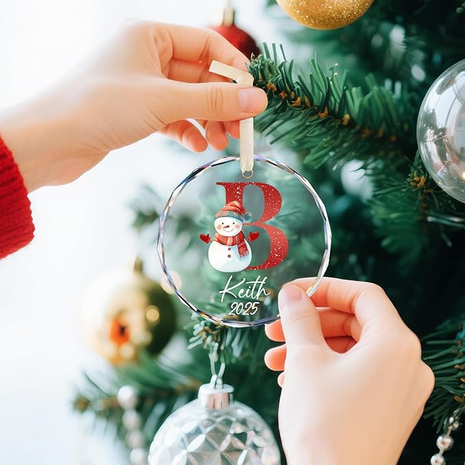 Personalized Christmas Ornaments with Names, Name Ornaments for Christmas Tree, Custom Initial Christmas Ornament for Kids and Adults, Stocking Name Tags