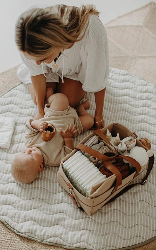 Frankie Lane French Linen.Reversible Playmat for Infants, Girl or boy. Nursery Decor Tummy time mat. Round Soft Indoor Area Padded Toddler Baby mat Rug Playroom Baby Floor mats (Sage)