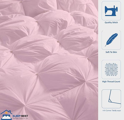 SLEEP-NEST Oversized King Comforter 120x120 Extra Large Breathable Down Alternative 1 Piece Pinch Pleated Comforter Duvet Insert with 8 Tabs/Loops for All Season Lightweight & Soft, Baby Pink