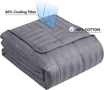 Weighted Blanket(40"x60" 10lbs) Weighted Blanket Cooling Blanket for Sleeping,Throw Size Breathable Blanket with Premium Glass Bead(Stripe Grey)