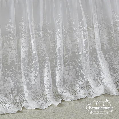 Brandream Boho Bohemian Girl Baby Nursery Lace Crib Bed Skirt Dust Ruffle - Solid Color Romantic Cream Off White Farmhouse Chic 100% Cotton Ruffle Skirt Excellent Quality