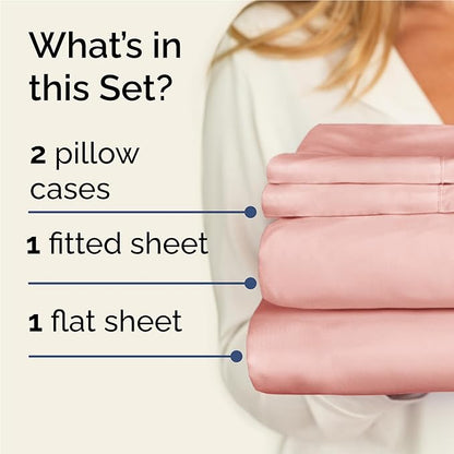 CGK Linens Twin XL 4 Piece Sheet Set - Cooling Sheets for Hot Sleepers - Hotel Luxury Bedding Set w/ 8-16 Inch Deep Pockets - 1 Flat & 1 Fitted & 2 Pillowcases - Soft, Comfy & Wrinkle Free - Baby Pink