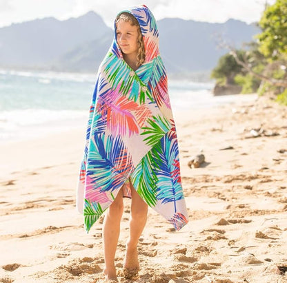 Key West Palms - Kids Hooded Beach Towel and Swimsuit Cover Up with Buttons