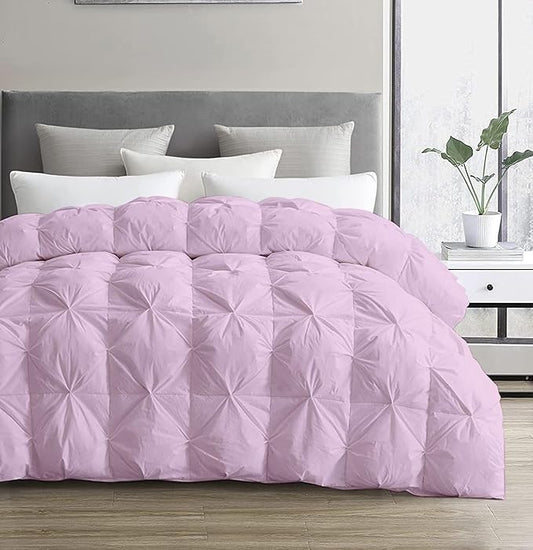 SLEEP-NEST Hotel Luxury King Comforter 102 x 90 - All Season Pintuck Bedding 1 Piece Down Alternative Pinch Pleat Comforter with 8 Corner Tabs - 350 GSM, Ultra Soft, Lightweight Quilt - Lavender