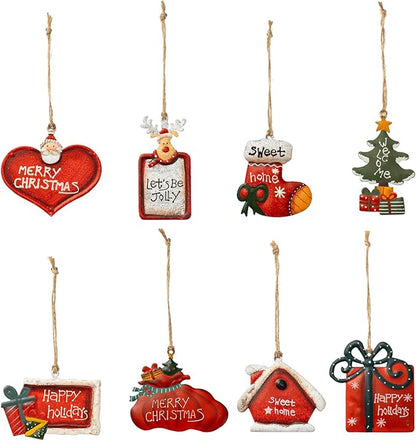 Christmas Tree Ornaments Tin Santa Snowman Decorations Hanging Pendants Ornaments Christmas Hanging Ornament Xmas Holiday Décor