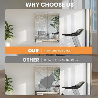 Home Gym Mirror, 63x28 Inch(1Pack) Wall Mounted Large Frameless Tempered Glass Mirror, Idea for Gym, Yoga, Bedroom, Dance Studio, Living Room