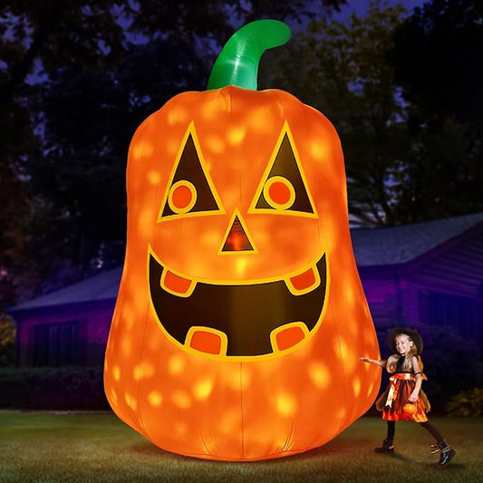 12FT Giant Halloween Inflatable Pumpkin, Blow up Halloween Decoration Built-in 6 LED and Flashing Light for Halloween Decoration Outdoor Indoor Home Party Supplies Halloween Lawn Decor