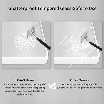 LOAAO 48x32 Inch White Metal Framed Bathroom Mirror for Wall, White Bathroom Vanity Mirror Farmhouse, Large Rounded Rectangle Mirror, Anti-Rust, Tempered Glass, Hangs Horizontally or Vertically