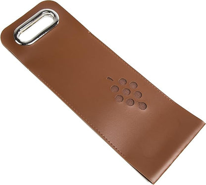 Leather Wine Bag with Handles Reusable Wine Carrier Bag Carrier Tote PU Leather Wine Gift Bag for Party Picnic Travel for Wine Lover Color Brown 1 Bottle, color brown- 1 bottle