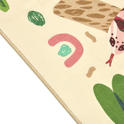5x7 Cute Animals Nursery Rugs for Girls Boys Neutral, Soft Cartoon Fun Whimsical Forest Jungle Kids Playroom Carpet, Modern Abstract Funky Tropical Leaves Plants Area Rugs for Kids Bedroom Living Room
