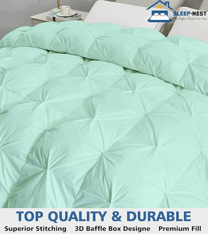 SLEEP-NEST Alaskan King Comforter 136x120 Hotel Luxury Super Soft Down Alternative Pinch Pleat 1 Piece Duvet Insert with 8 Tabs 400 GSM - Extra Wide Oversized King Comforter - Aqua Blue