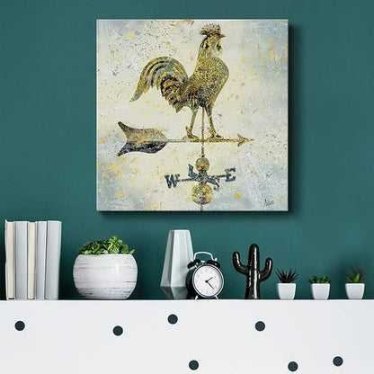 Canvas Wall Art Animals Theme for Home Décor, Americana Rooster Wall Art, Ready to Hang, 16'' x 16''