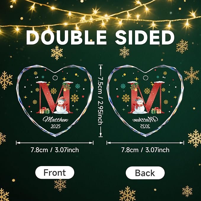 Personalized Christmas Ornaments with Names, Name Ornaments for Christmas Tree, Letter Custom Christmas Ornament for Kids and Adults, Stocking Name Tags